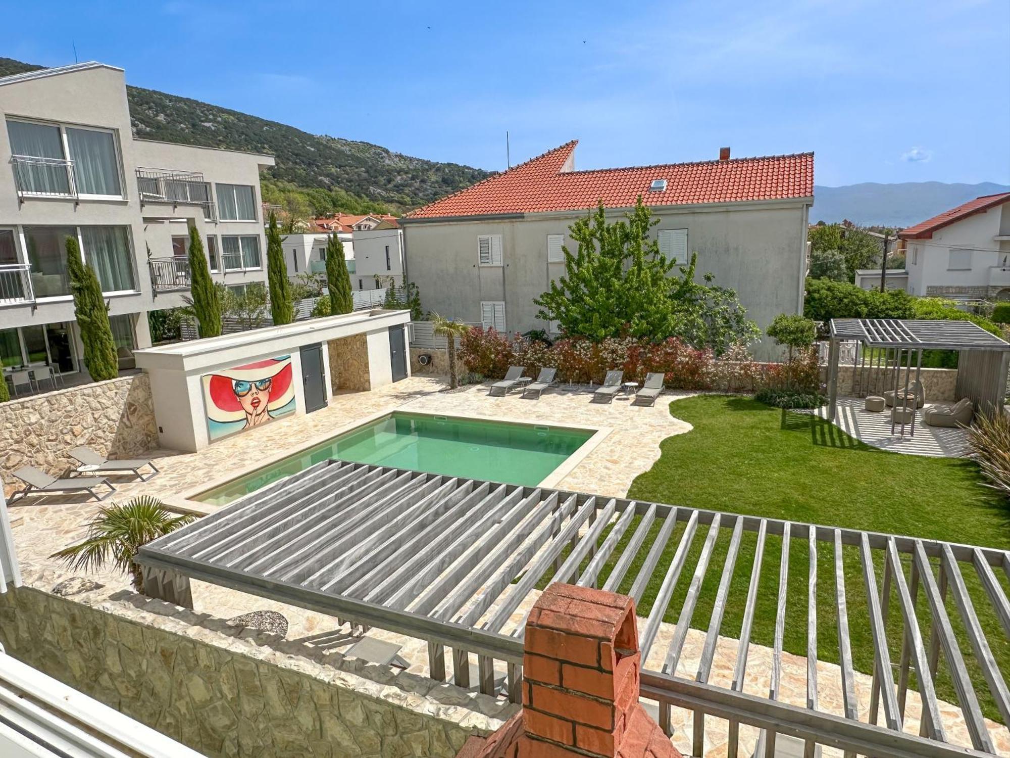 Apartment Baska Mit Poolarea - Krk, Kroatien Kültér fotó